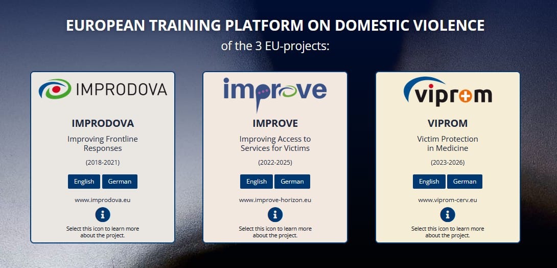 European training platforms on domestic violence of three EU projects are open to the public now!