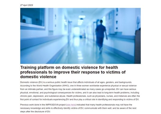 New blog post highlights European training platform on domestic violence aimed at health professionals